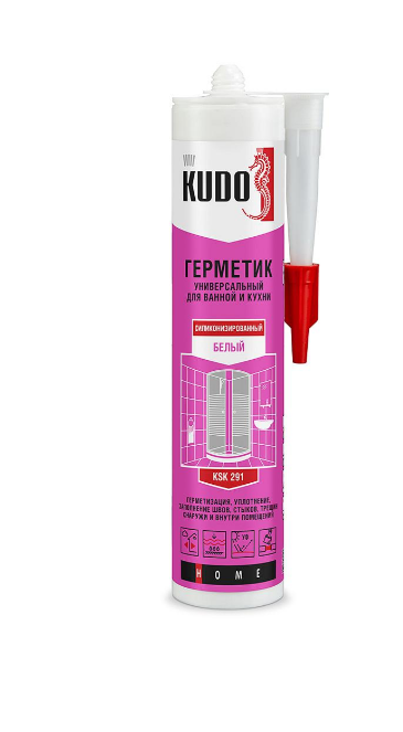 Герметик силиконизированный "KUDO" KSK-291 для ванной и кухни белый 280мл (1/12шт)
